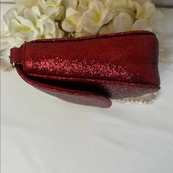 Jimmy Choo NWOT Sparkling Red Crossbody with Gold Chain - Picture 6 of 12